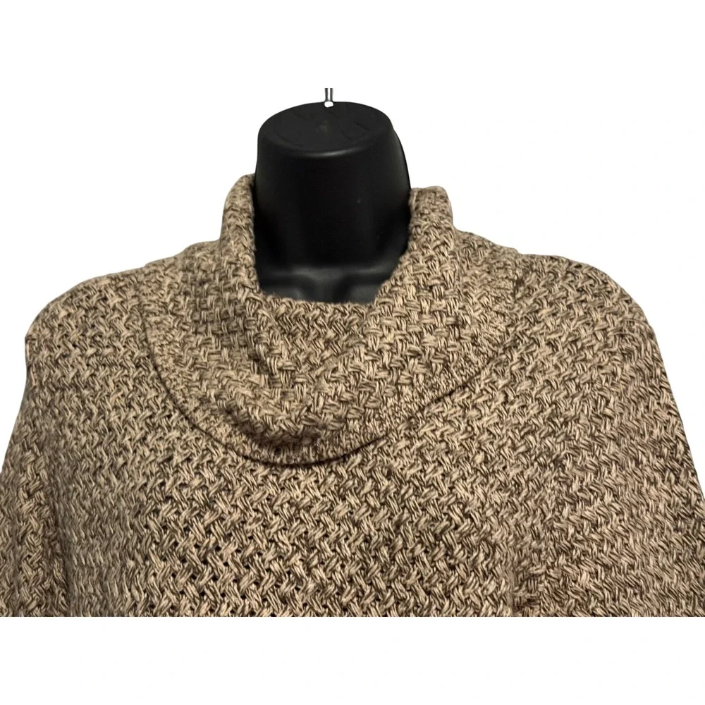 Dana Buchman Signature Brown Marled Basketweave Cowl Neck Sweater M
